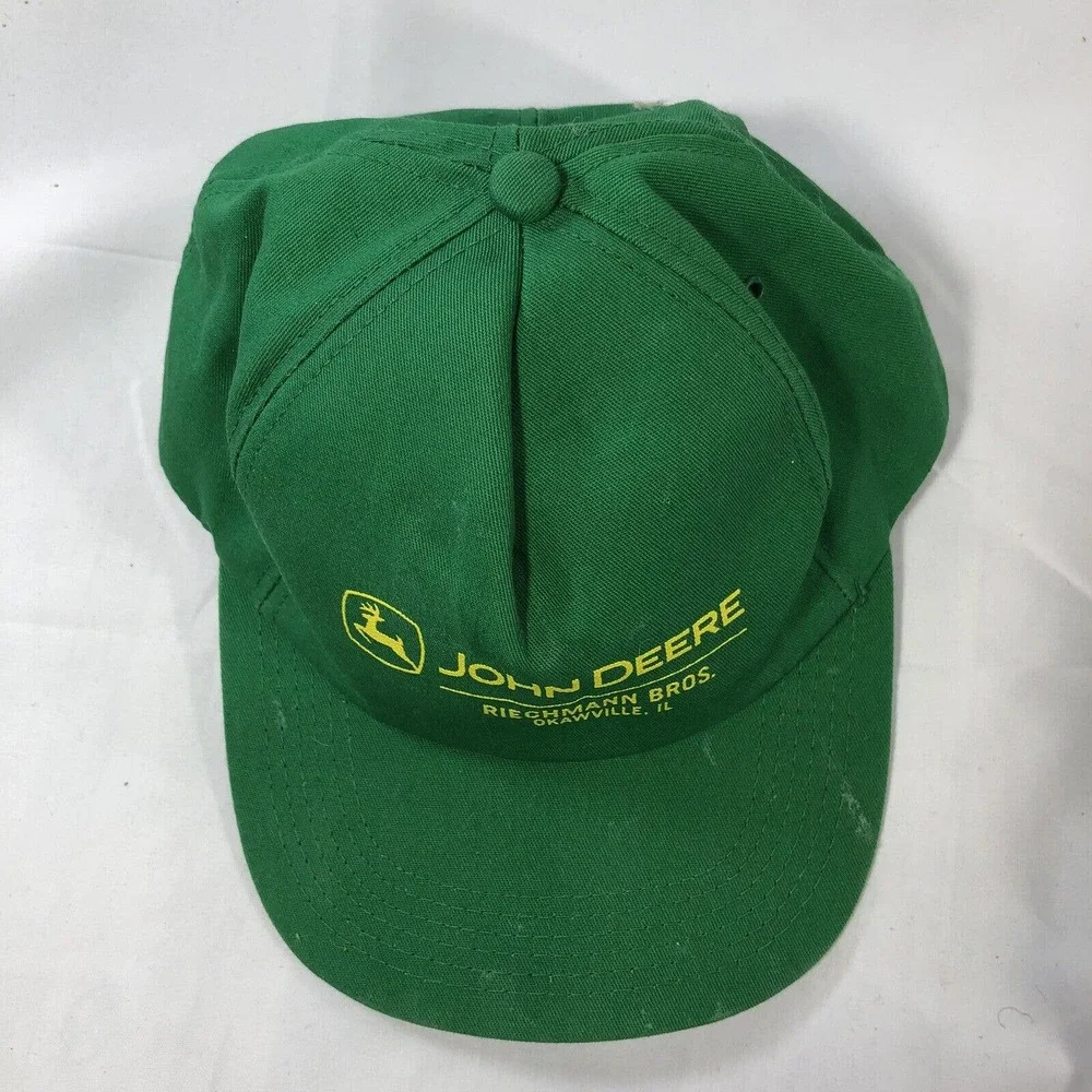 Vintage John Deere Hat Cap Adjustable Snapback Green Riechmann Bros USA Made
